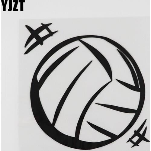 YJZT 12.3CMX12.8CM Cute Volleyball Ball Waterproof Decal Vinyl Car Sticker Black/Silver 8A-0877
