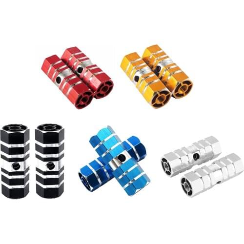 1 Pair BMX Mountain Bike Bicycle Hexagonal Axle Pedal Alloy Foot Stunt Pegs Cycling Outdoor Sports Non-Slip Grooves