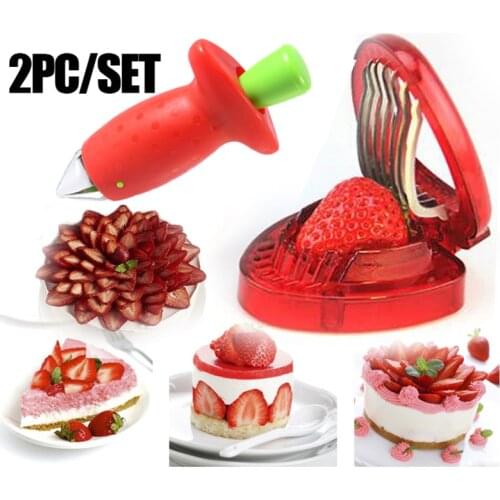1pc/ 2pcs Kitchen Fruit Gadget Tools Strawberry Slicer Cutter Strawberry Corer Strawberry Huller Leaf Stem Remover