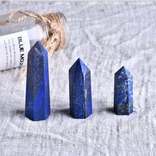 1PC Natural Crystal Lapis Hexagonal Column Crystal Point Mineral Ornament Magic Repair Home Furnishing DIY Gift Decoration