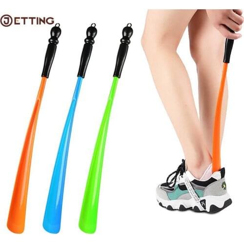 1pc Plastic Extra Long Shoehorn Lazy Shoe Helper Long Handle Shoes Lifter Pull Shoehorn Slip Handle Long Shoehorn Random Color