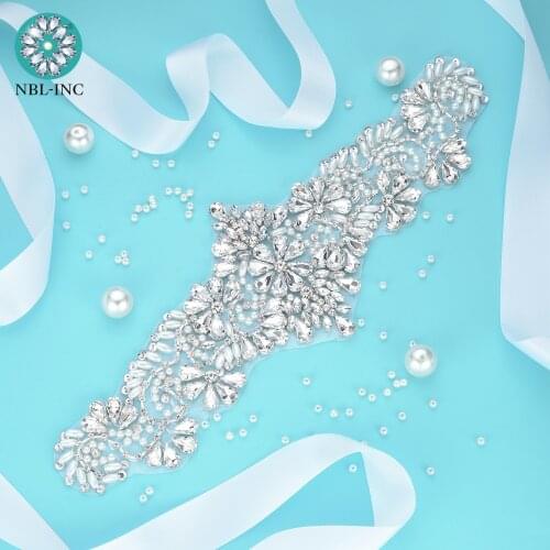 1PC) Crystal rhinestone bridal applique belt wedding accessories for wedding dress WDD0131