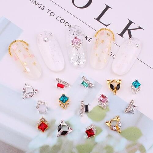 10 Pcs Nail Strass Fox Design Diamond Gems Crystals Nail Charms 3D Multi-deasigns Gems Drops For Nail Art Decor Jewelry JE284