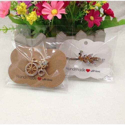 100pcs Kraft Hair Clip Card +100pcs OPP Bags 6.5*9cm,brown/white/black Paper Handmade Hair Accessory Cards Jewelry Pakcing Cards