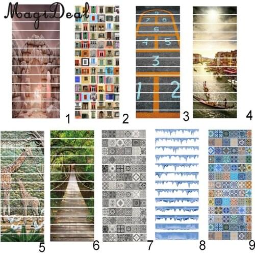 13Pcs 3D DIY Tile Stairs Stickers Removable Waterproof Wallpaper Stickers Self-adhesive Stair Riser for Stairway or Home Decor