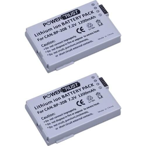 2pcs BP-208 BP208 Replacement Camera Battery for Canon DC10 DC19 DC20 DC21 DC22 DC40 DC50 DC51 DC95 DC100 DC200 DC201 DC210