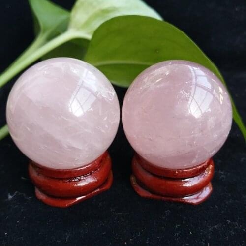 2pcs Natural Rose Crystal Quartz Sphere Ball Specimen Collection Healing