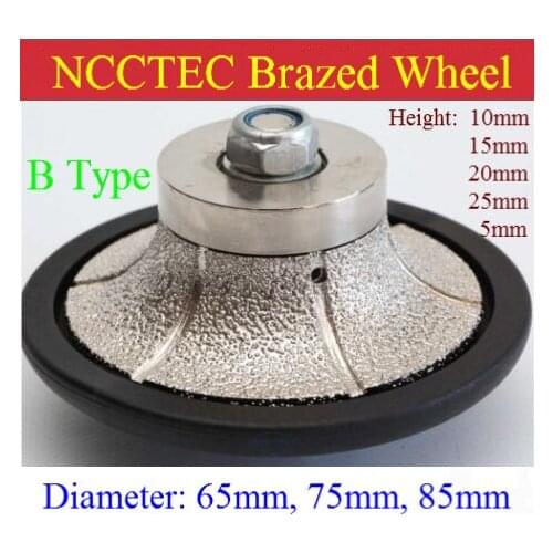 B Type shape [75mm*10mm/15mm/25mm Round Over] Diamond vacuum Brazed hand profile shaping wheel Granite ROUTER BIT