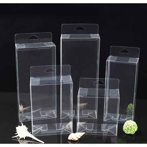 Large Hook Transparent PVC Phone Case Clear Plastic Boxes Storage Jewelry Gift Box Wedding Birthday Party For Gift Packing 50pcs