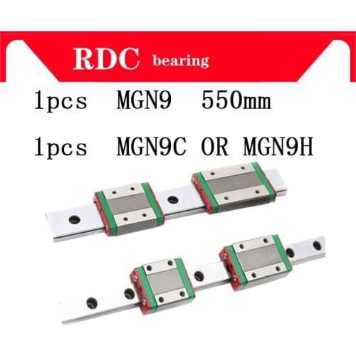CNC MGN 1,2,3pcs 9mm Linear Guide MGN9 L= 550mm linear rail way + MGN9C or MGN9H Long linear carriage for CNC XYZ Axis