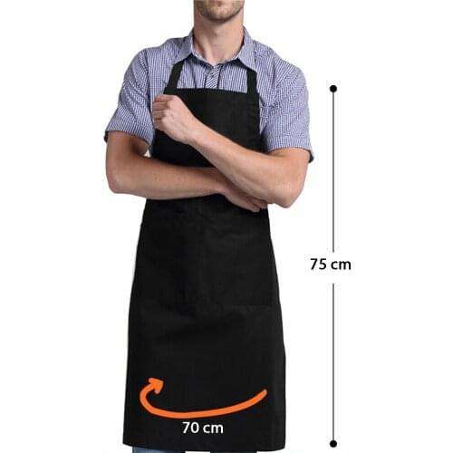 Cooking apron cooking apron 70 * 75 cm black apron, womens, mens, chef, waiter cafe shop, there are two pockets of the apron