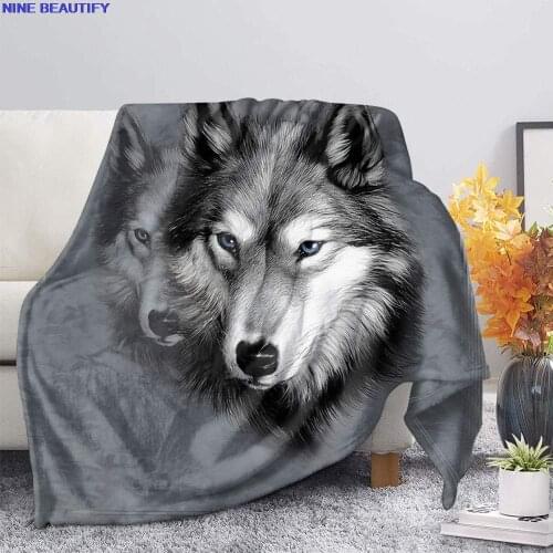 New Gray Wolf Print Flannel Fleece Throw Blanket Moon Night Wolves Sherpa Blanket On Beds Adults Kids Fur Throw Blanket