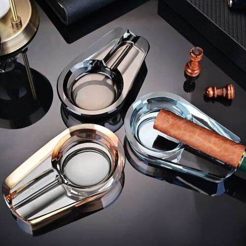 CIGARLOONG Cigar Ashtray Single Slot Design Portable Fashion Creative Personality Crystal Cigar Ashtray