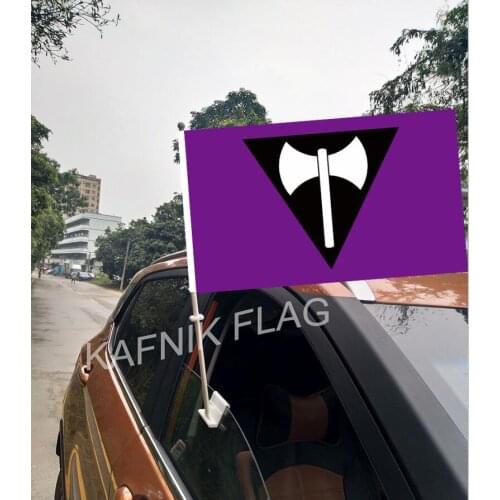 KAFNIK,30*45CMAgender Demisexual Aromantic Asexual Gay Window Car Flags and Banners with 43/52cm flagpole for car decoration