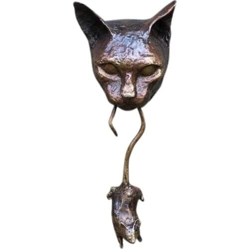 Resin Cat Catch Mouse Door Knocker Cat Door Knocker with Swinging Mouse Front Door Decor Handmade Doorknobs for Cat Love