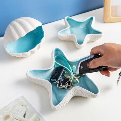 Ceramic Storage Shell Shape Multi-color Starfish Decorative Reusable Ornamental Creative Shells Shaped Key Tray Home Decor