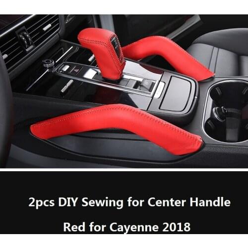 Leather Car Armrest Box Cover Center Gear Panel Handle Sewing Protection Cover Case for Porsche Cayenne 2018 Styling