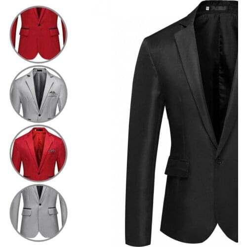 Trendy Stylish Decorative Pocket Business Blazer Soft Men Blazer One Button for Business