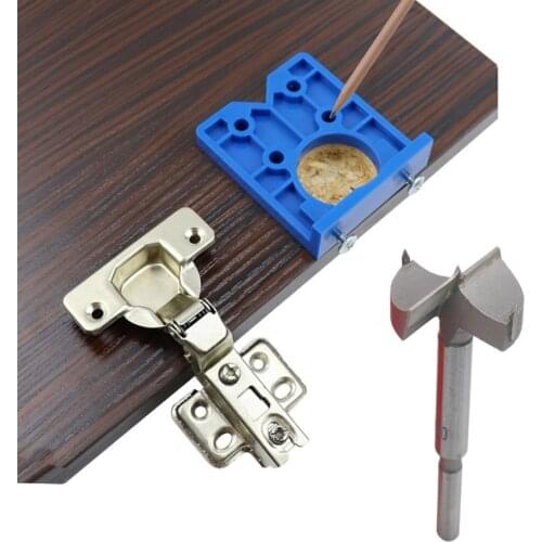 Hinge Hole Drilling Guide Locator Hinge Drilling Jig Drill Bits Woodworking Door Hole Opener Cabinet Accessories Tool 35mm