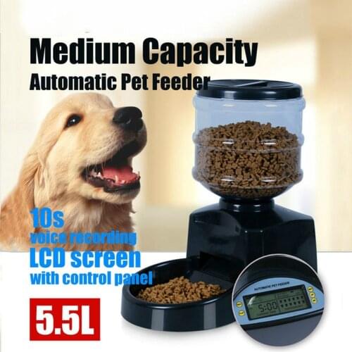 Newest 5.5L Automatic Pet Feeder with Voice Message Recording LCD Screen Dogs Cats Food Dispenser Bowl Smart Dog Cat Feeder