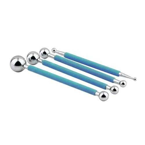 New Modelling stainless steel Ball Tools Double sided 4 tools sugar paste cake 1MZY 592H Drop Shipping