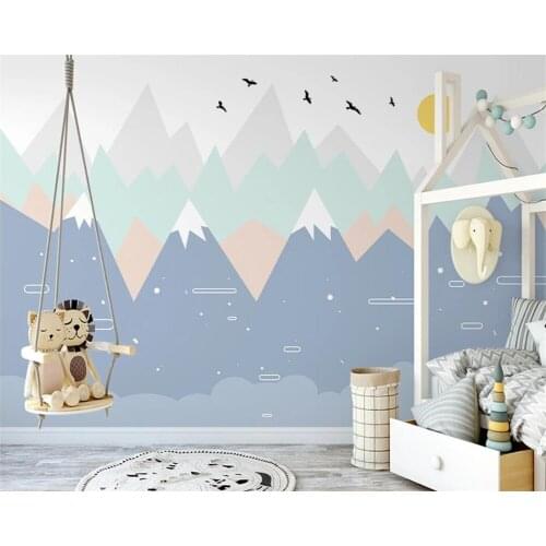 Customized wallpaper modern Nordic hand-painted hot air balloon small animal childrens room interior background 3d wallpaper