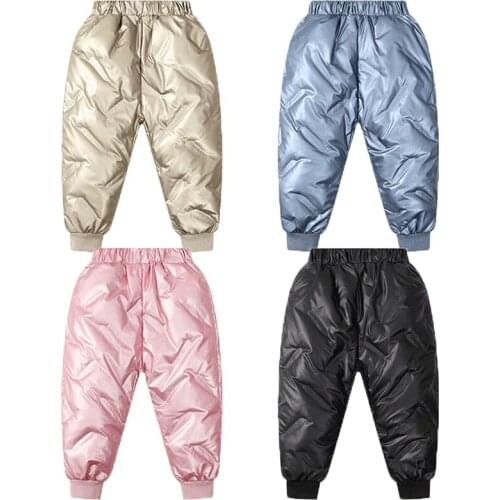 New 2021 Girls Down Pants 4-10 Years Kids Ski Down Padded Pants 2021 Winter Children Clothing Fashion Girl Warm Pants Trousers
