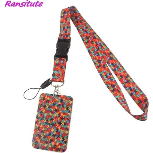Ransitute R1553 Autism Illustration Bank Credit Card Holder Wallet Bus ID Name Work Card Holder Card Cover Business Card