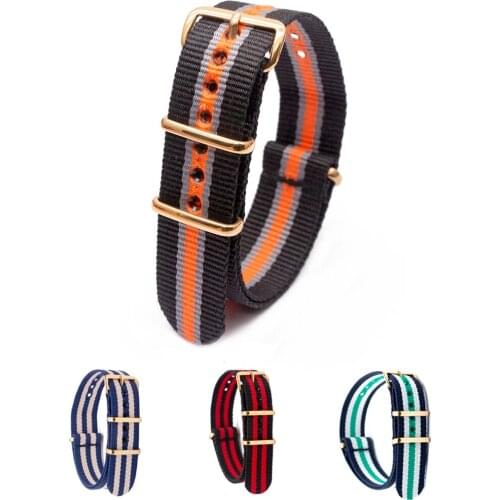 Multicolor Striped Nylon Braid Strap for 18MM 20MM 22MM 24MM NATO Style Watch Wristband Soft Breathable 41 Colors Options