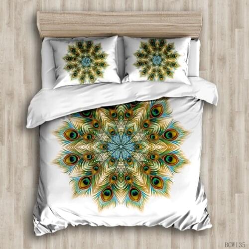 Peacock Feather 3D Printing Quilt Cover Pillowcase Soft Bedding Duvet Cover Single Double Oversized Quilt Cover