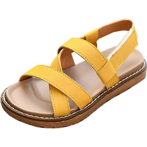 Genuine Leather Girls sandals Upscale fashion Childrens beach shoes Non-slip boys kids sandals Size 26 36