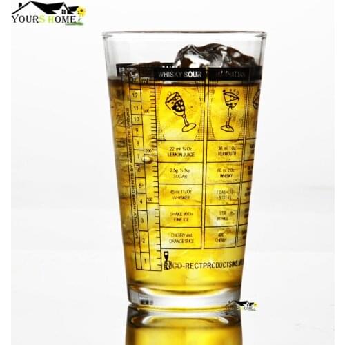 400ml Glass Shaker With Degree Scale Stainless Steel Cocktail Boston Bar Shaker Bar Mixing Glass Cup With Mark Line Barware