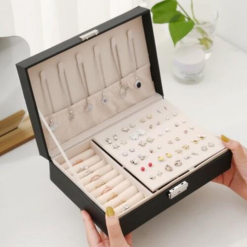 New Design Jewelry Box Organizer Earrings Rings Necklace Storage Case Women Girls Best Gift Boxes with Lock