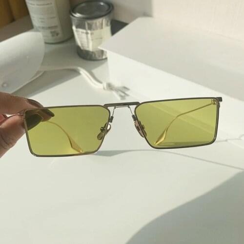 Fashion Rimless Sunglasses Women 2021 Trendy Small Rectangle Sun Glasses Summer Traveling Style UV400 Gold Brown Shades for men