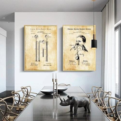 WANGART Dental Drill Print Dental Mirror Office Decor Medical Art Tools Dentist Rubber Dam Canvas Art Wall Picture Home Decor