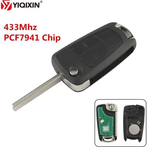 YIQIXIN 2 Button Folding Remote Car Key 433Mhz Transponder Chip PCF7941 For Vauxhall Opel Vectra Corsa Astra Signum HU100 Blade