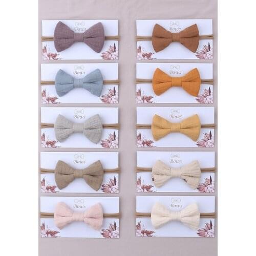 Baby Girls Elastic Bow Headband Soft Cotton Solid Color Fashion Princess Bowknot Hair Band Newborn Toddler Kids Headwear Hair