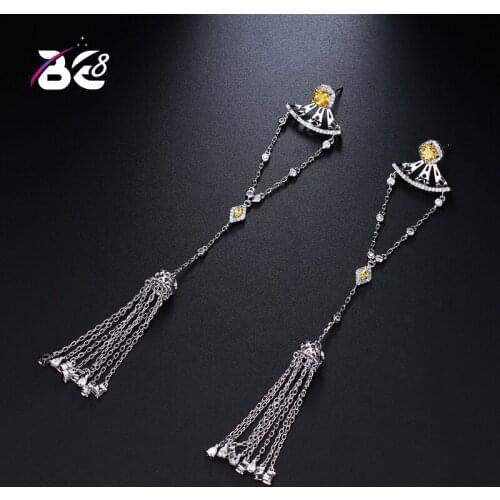 Be 8 Long Tassel Earring Drop for Women Fashion Jewelry, Fan Shaped Long Dangle Statement Earrings E479
