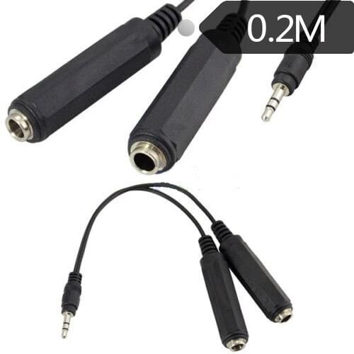 1pc 3.5mm Male Plug To 2 6.35mm Female Jack Adapter Audio Y Splitter Cable 20cm