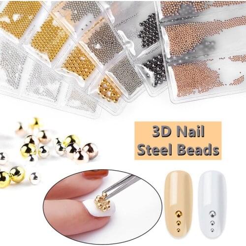 6sizes /lot Steel Beads 0.6/08/1/2/3mm Mini Round 3D Metal Ball Beads 1 Bag Gold steel balls beads-Round metal balls mHTR6744rrt