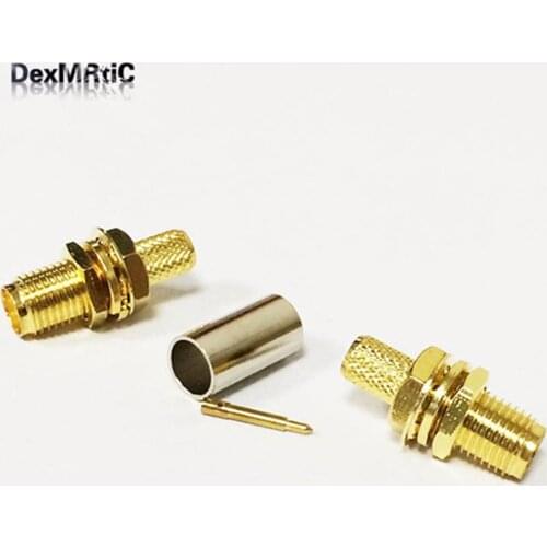 10*RP-SMA Female Jack Nut RF Coax Connector Crimp RG58,RG142,RG400,LMR195 Straight Goldplated NEW wholesale
