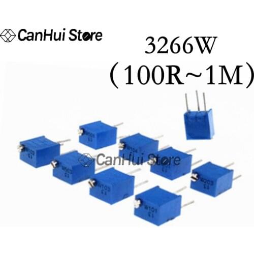 10pcs 3266W 3266 102 202 1M Multiturn Adjustable Trimpot Trimmer Resistor Potentiometer 1K 2K 5K 10K 20K 50K 100K 200K 500K Ohm