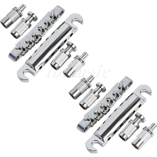 2Sets Chrome Guitar Tailpiece ABR-1 Bridge and Tailpiece for Electric Guitar Replacement Parts