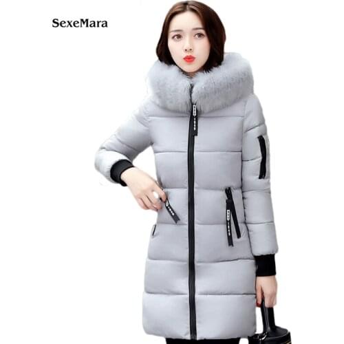 2017 new Winter women fashion warm jacket artificial wool collar long hooded female bisic coats parka Plus Size J109-17814Z