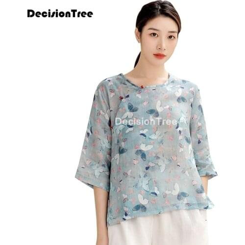 2021 vintage floral print traditional chinese clothing women chinese style hanfu top qipao cheongsam top ethnic tang top blouse