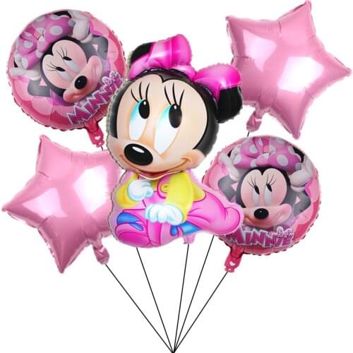 5pcs Disney Mickey Minnie Balloon Set Aluminum Film Balloon Childrens Birthday Party Decorations Cute Cartoon Image Gift