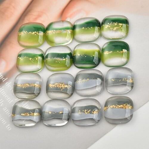 New style 50pcs/lot 16mm gradient color effect geometry square shape resin flatback beads diy jewelry earring accessory