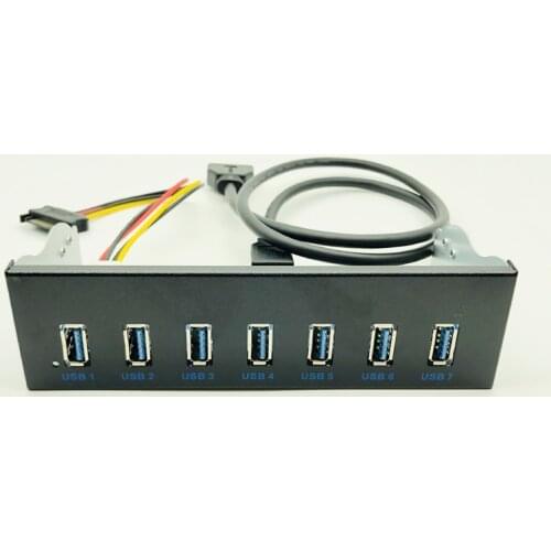 7 Port USB 3.0 Hub 5Gbs 5.25" CD-ROM Drive Bay CD ROM Front Panel for Computer Case + USB 3.0 19-pin Header to Type-A Male Cable