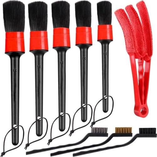 9pcs Car Detailing Brush Auto Cleaning Brushes Car Wash Brush for Car Interior Cleaning Wheel Gap Rims Dashboard Accessories