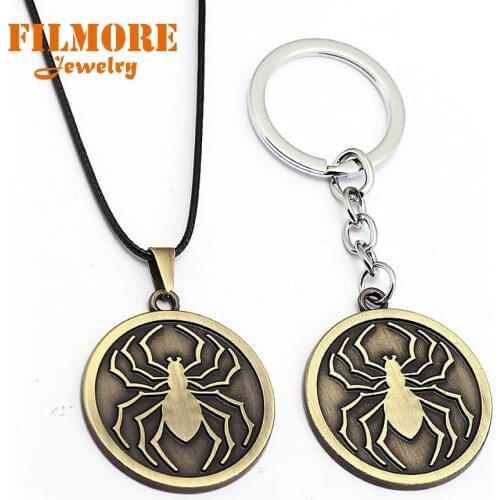 Anime Hunter x Hunter Keychain The Phantom Brigade Spider Symbol Necklace & Pendant Collar Kolye llavevos Chaveiro Jewelry Gifts